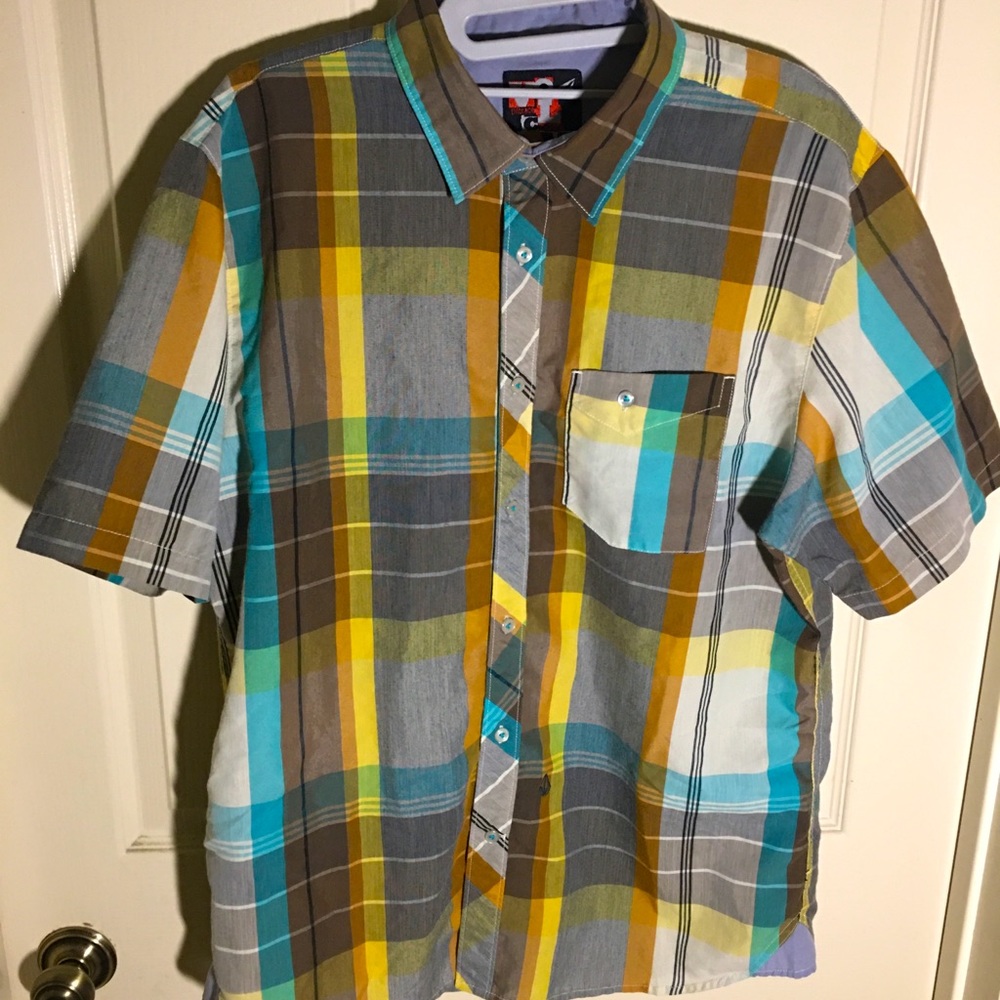 Volcom Men’s L Yellow Plaid Button Shirt